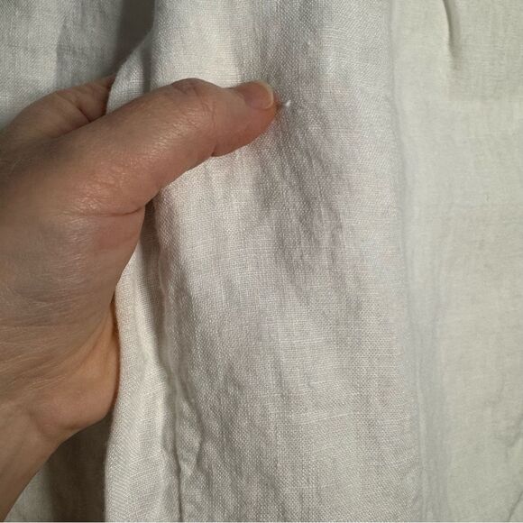 Rachel Roy White Linen Ankle Pant Pockets Elastic Waist Casual Relaxed Size L - Picture 3 of 10